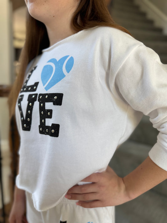 Girls Love Tennis Cropped Sweatshirt