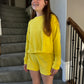 Girls Yellow Fleece Shorts