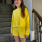 Girls Yellow Cropped Sweatshirt