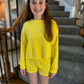 Girls Yellow Cropped Sweatshirt