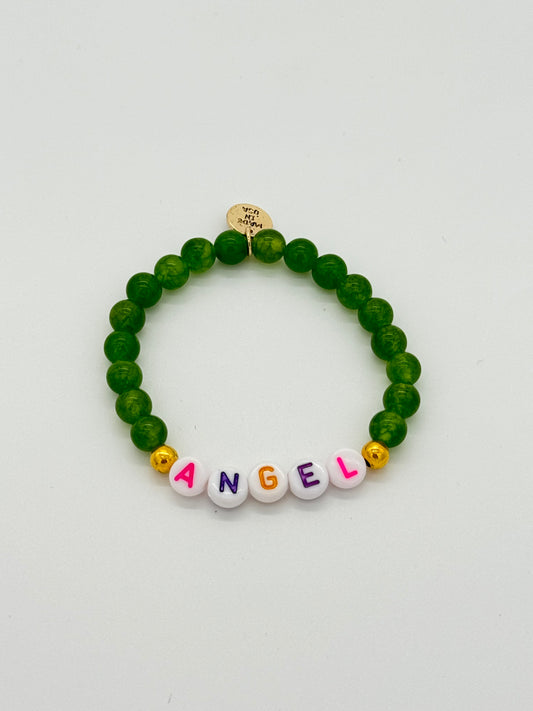 Pulsera con cuentas navideñas: ÁNGEL