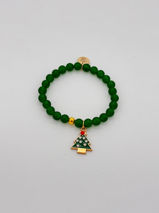 Pulsera de cuentas navideñas: árbol de Navidad