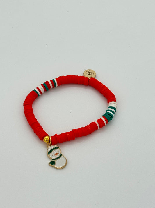 Holiday Clay Disc Bracelet: Snowman