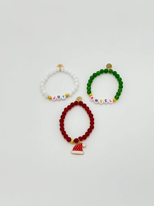 Pulsera con cuentas navideñas: ALEGRÍA