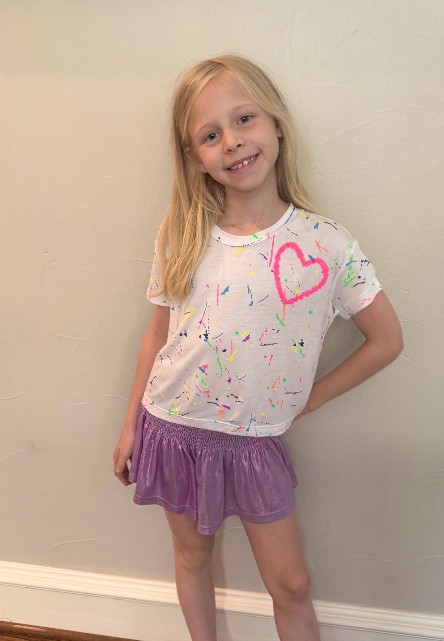 Tween Girls Neon Heart Splatter Tee 💖