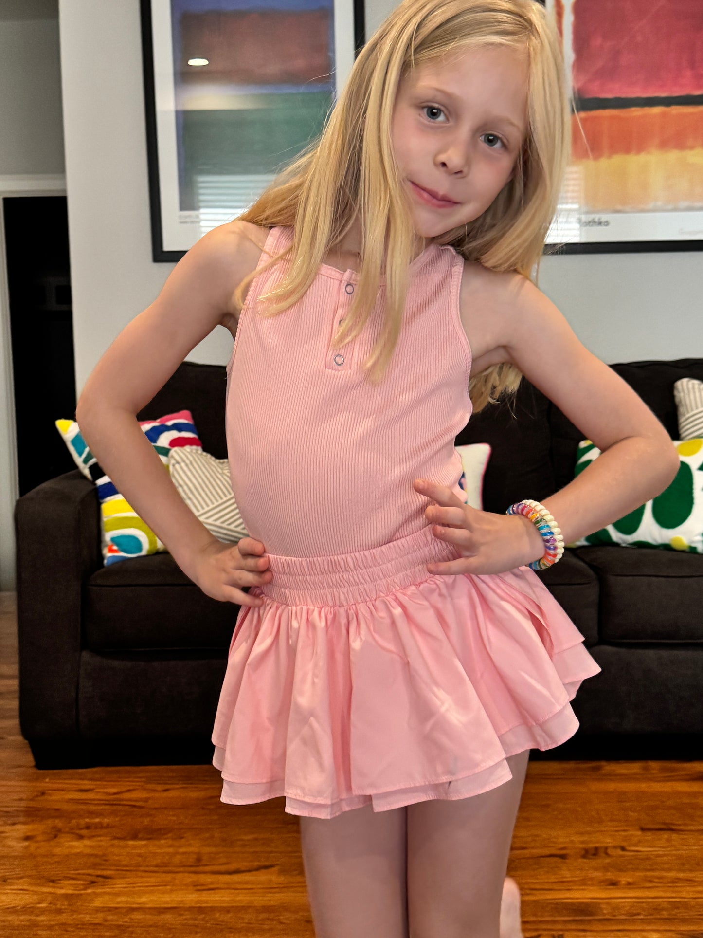 Girls Pink Dance Romper