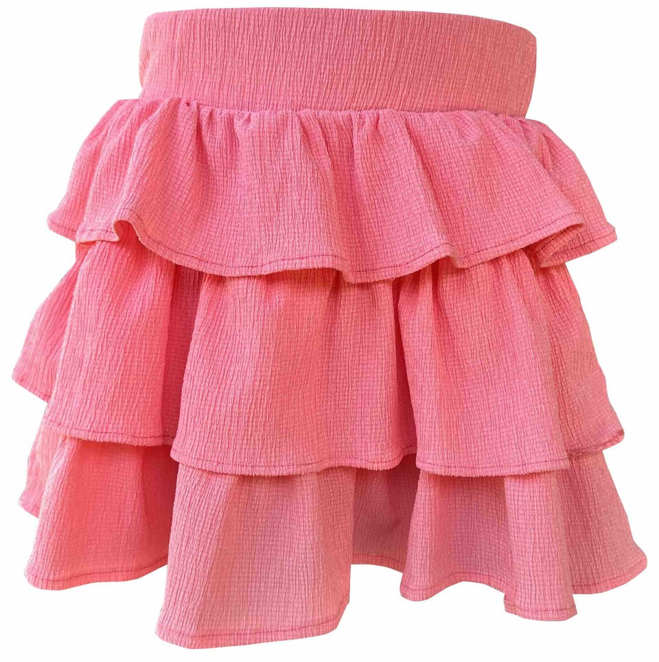 Girls Peach Tiered Skirt