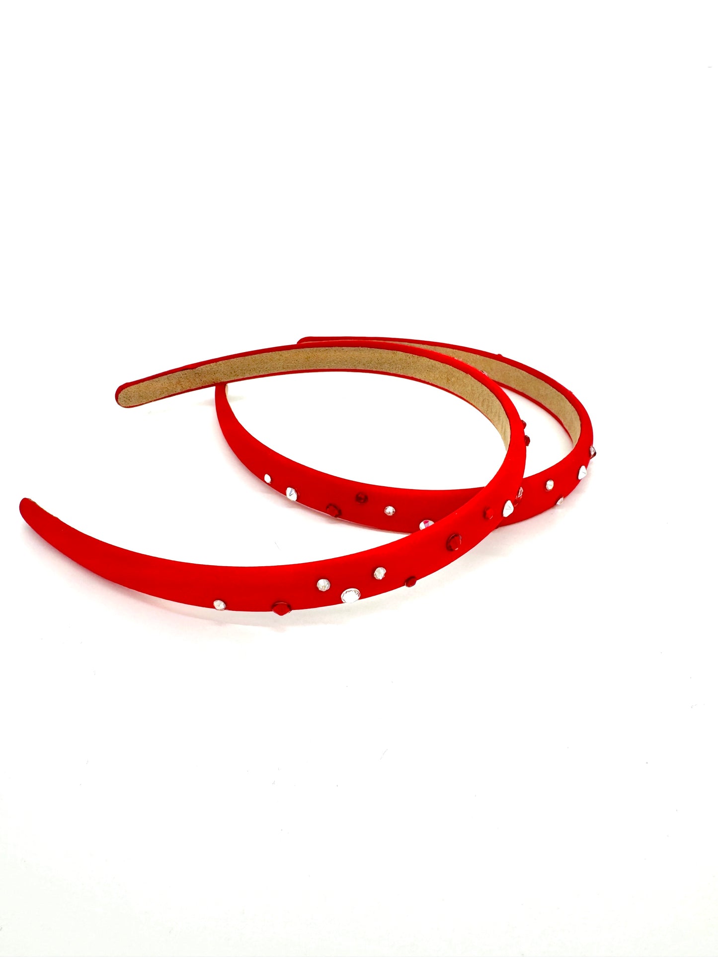 Girls Thin Satin Headband with Crystals