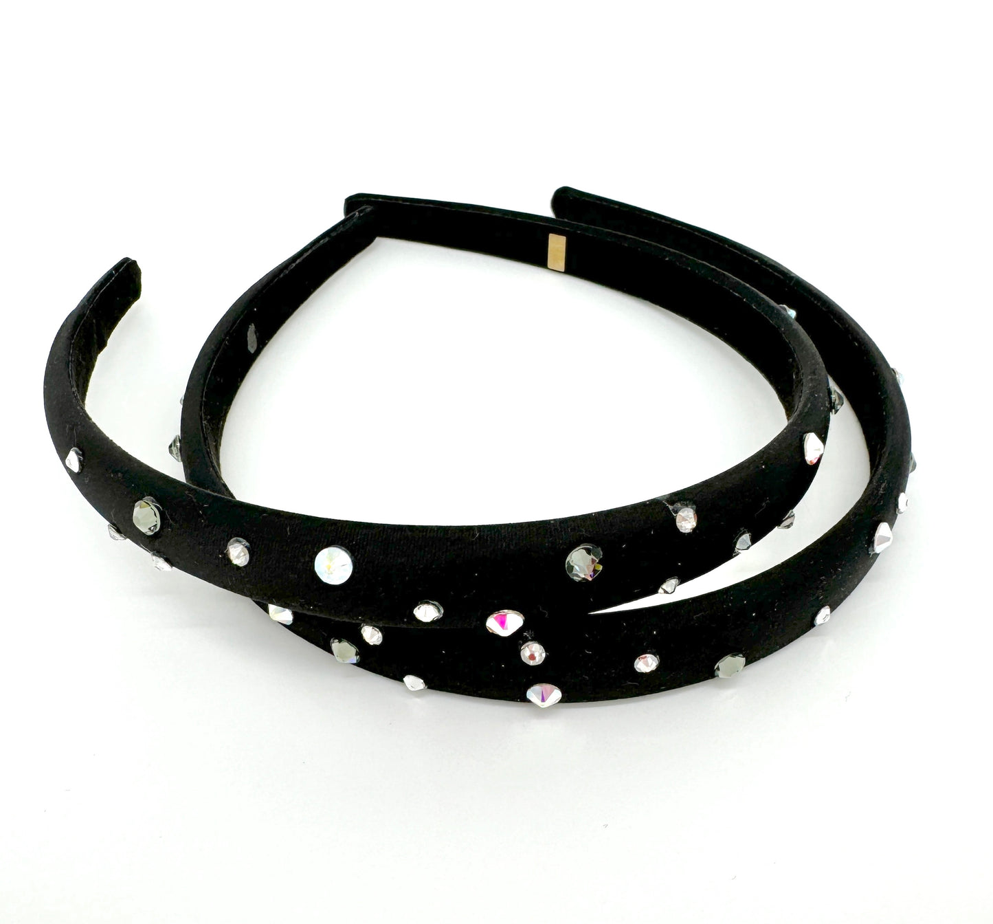 Girls Thin Satin Headband with Crystals