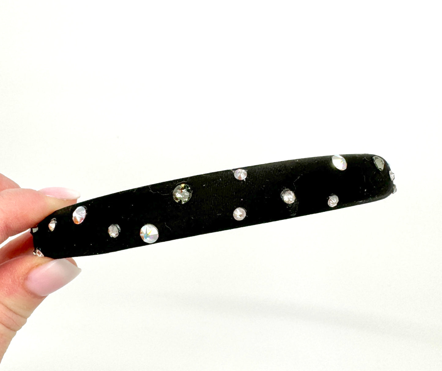 Girls Thin Satin Headband with Crystals