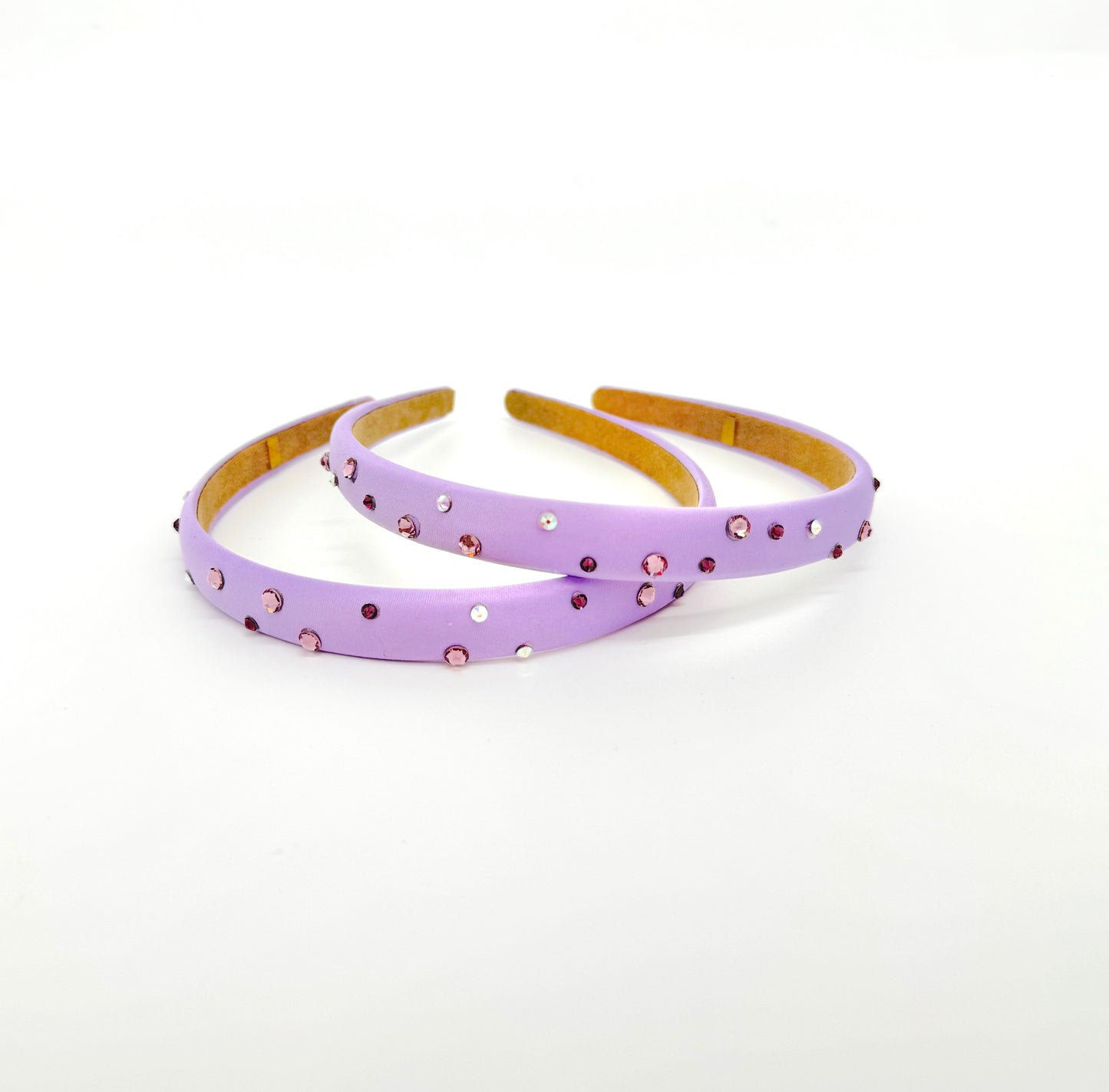 Girls Thin Satin Headband with Crystals