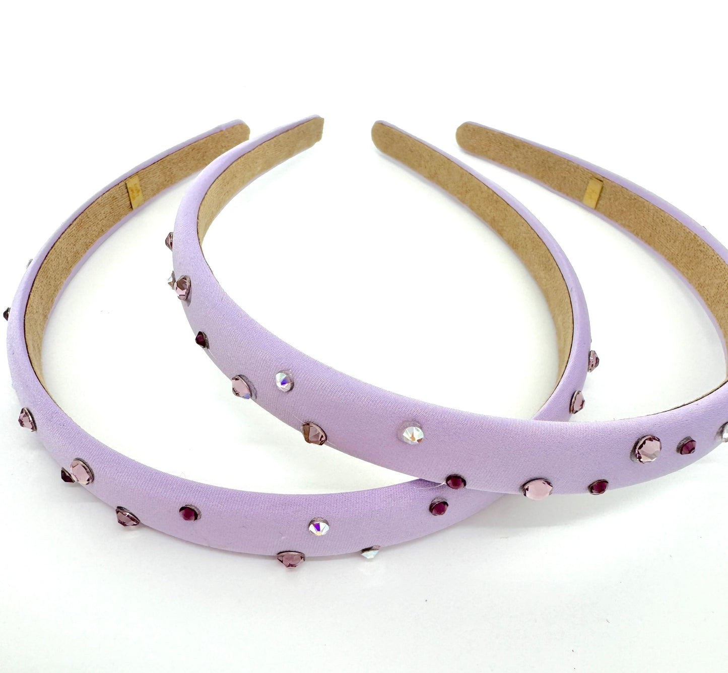 Girls Thin Satin Headband with Crystals