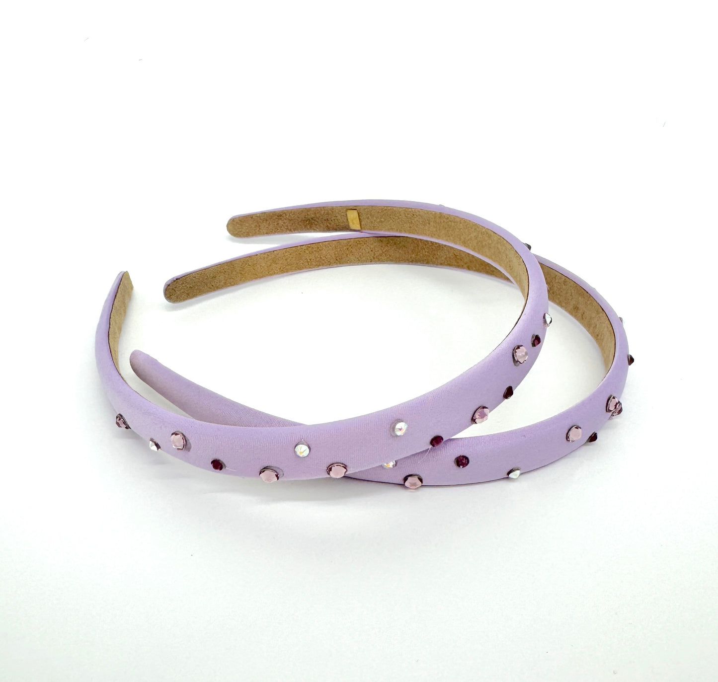 Girls Thin Satin Headband with Crystals