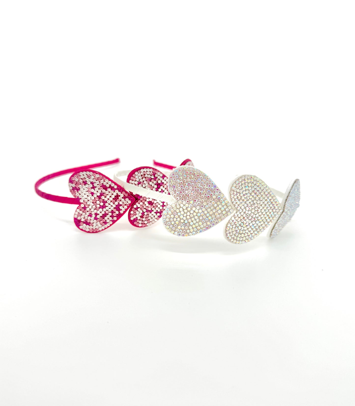 Girls Thin Headband with Crystal Hearts