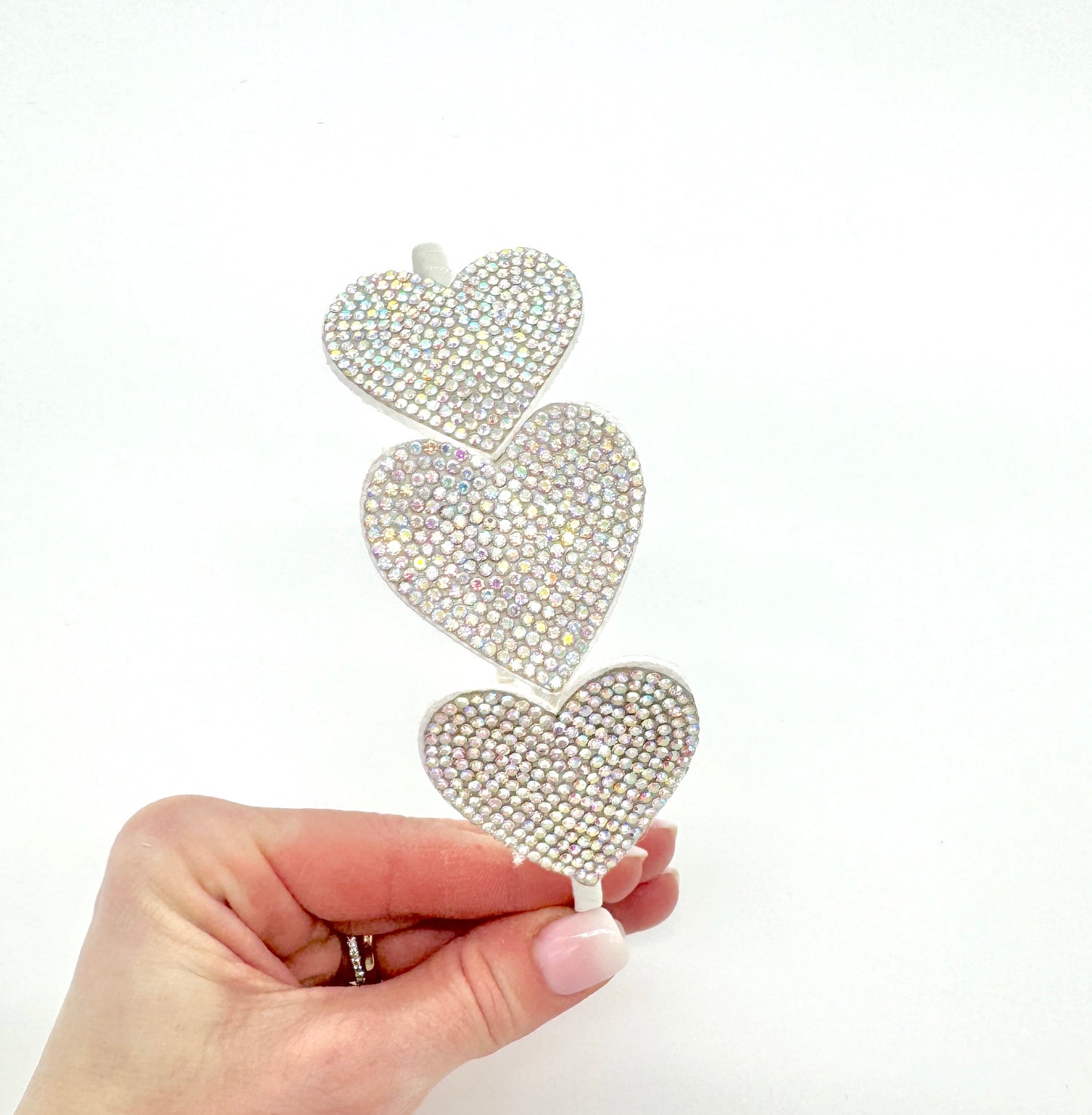 Girls Thin Headband with Crystal Hearts