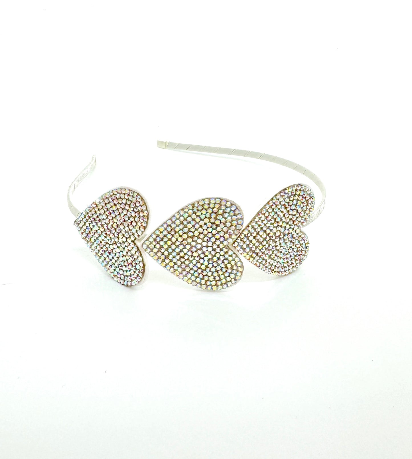 Girls Thin Headband with Crystal Hearts