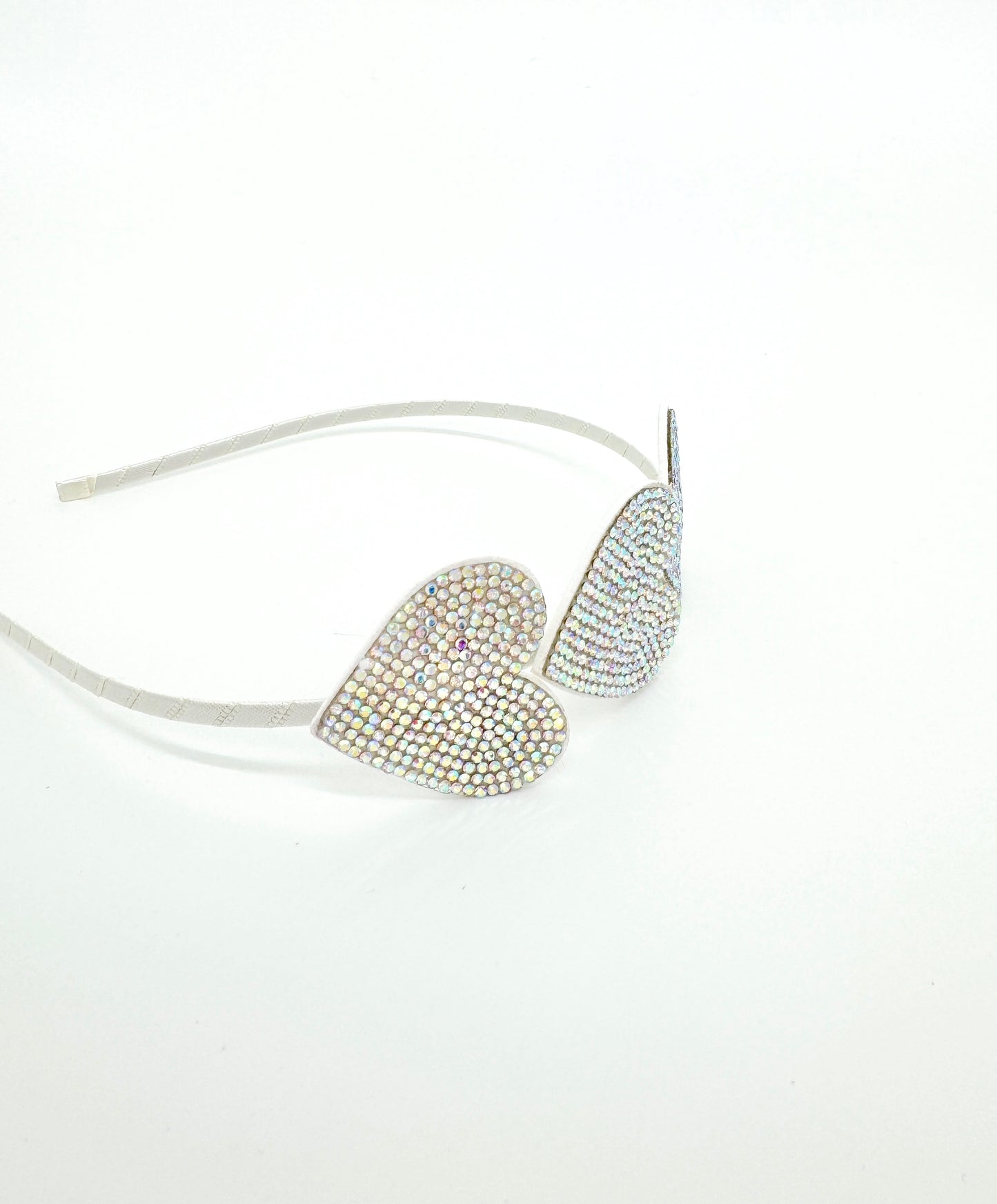 Girls Thin Headband with Crystal Hearts