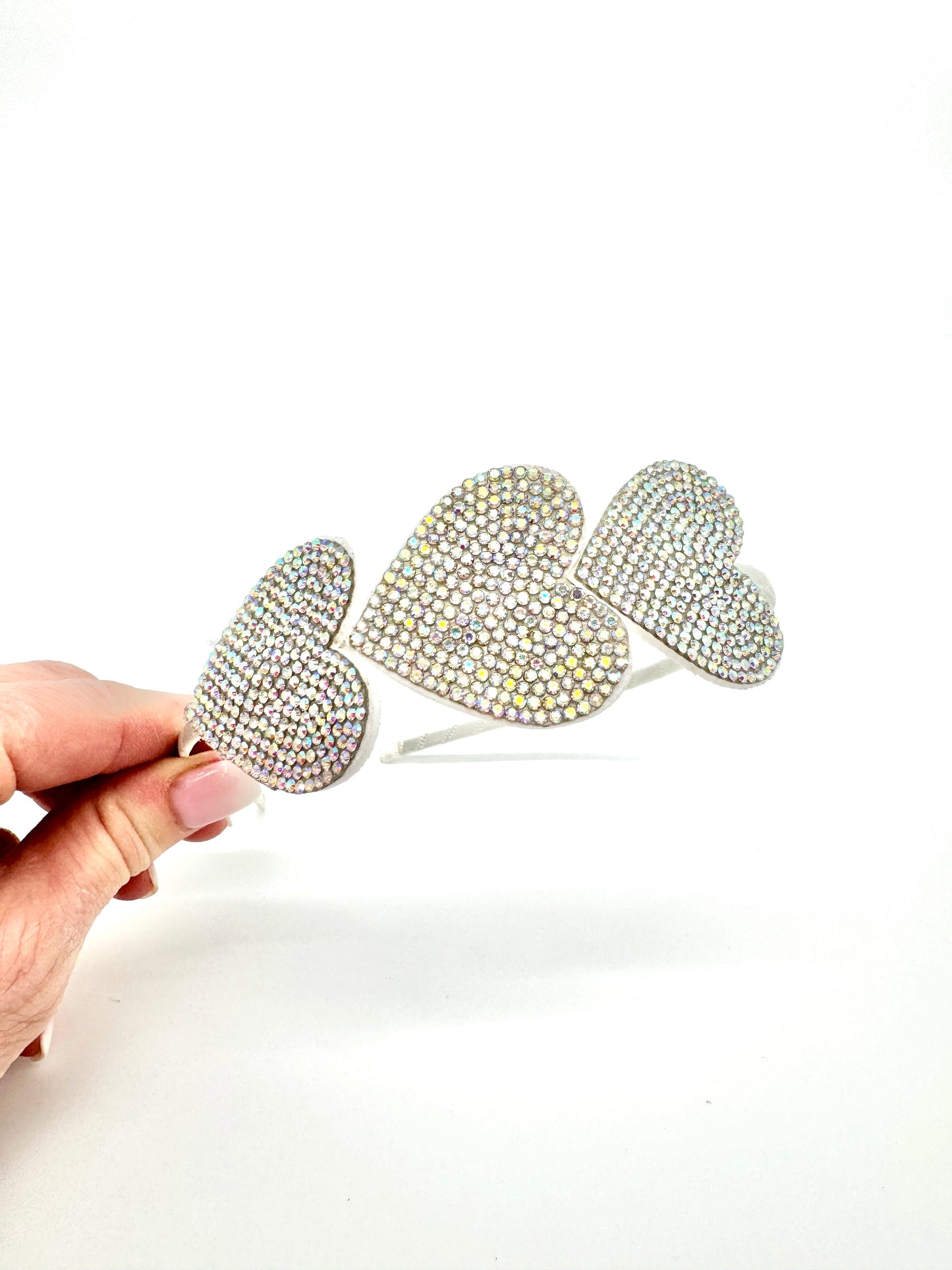 Girls Thin Headband with Crystal Hearts