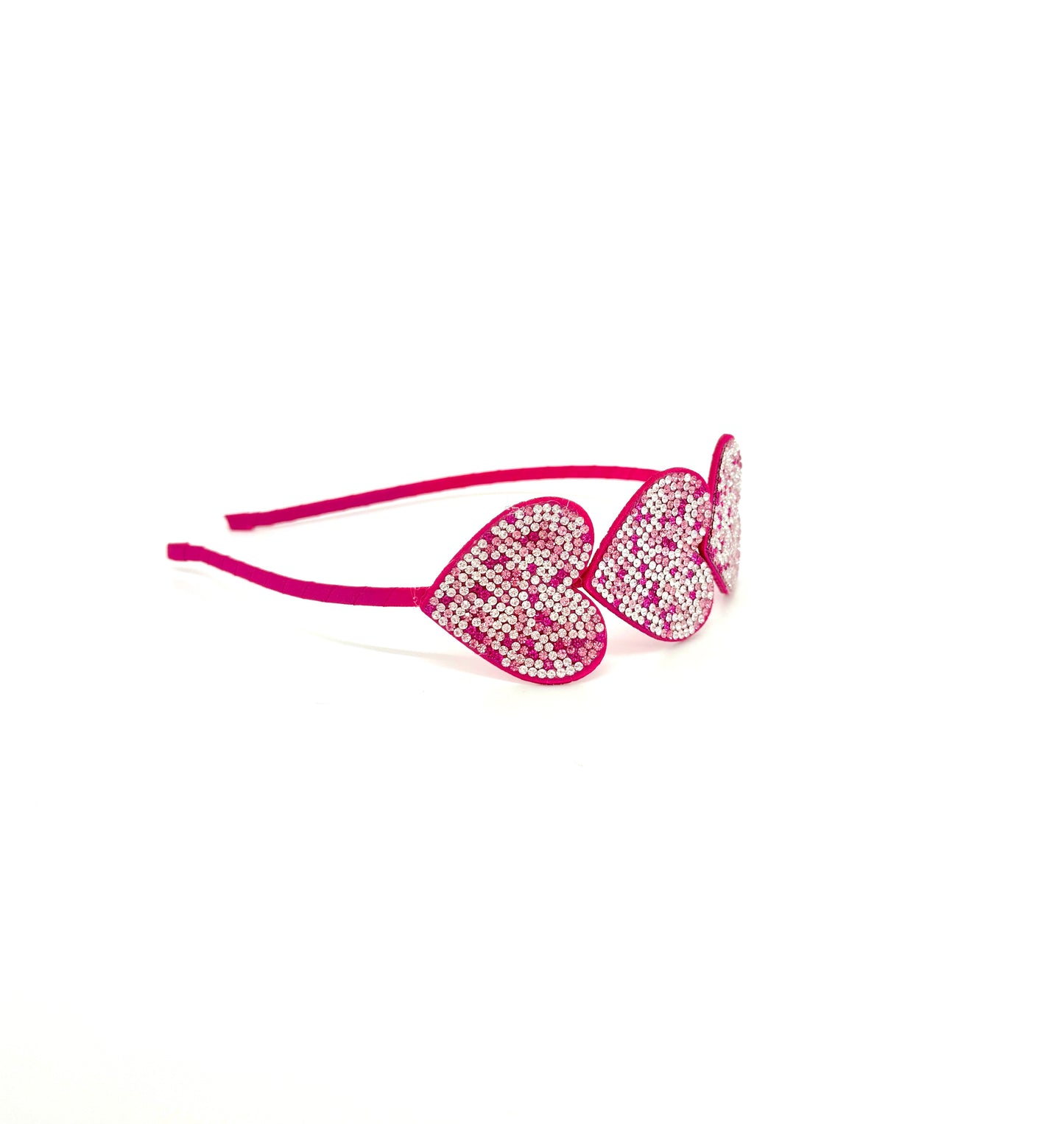 Girls Thin Headband with Crystal Hearts