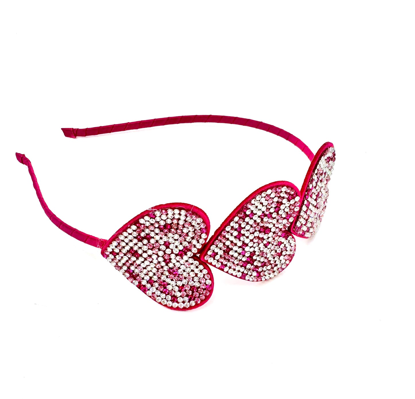 Girls Thin Headband with Crystal Hearts