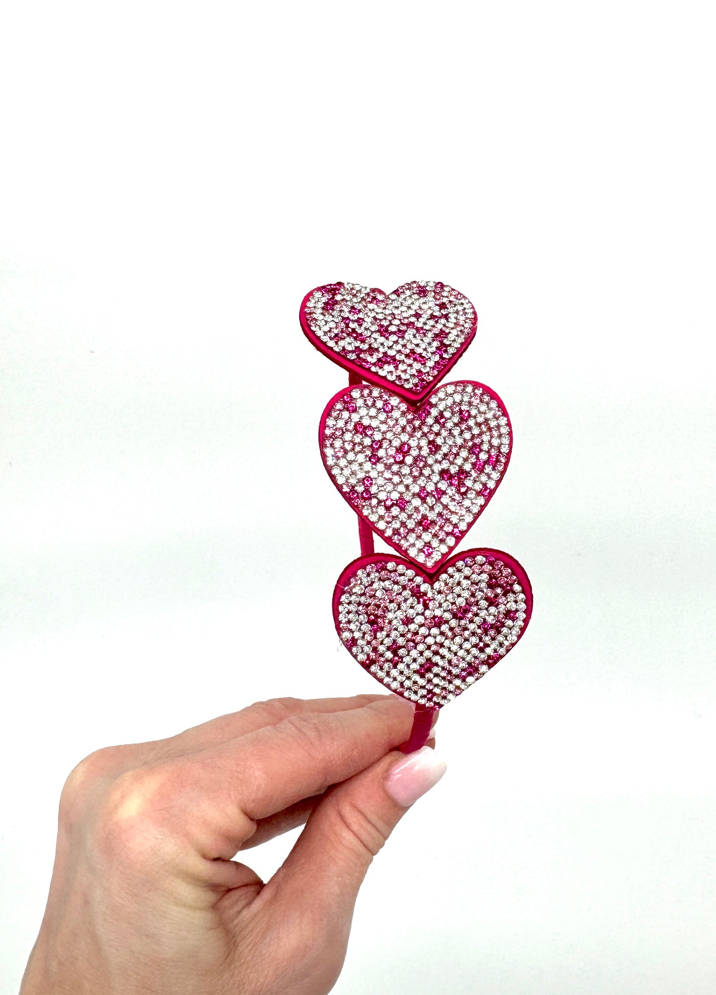 Girls Thin Headband with Crystal Hearts