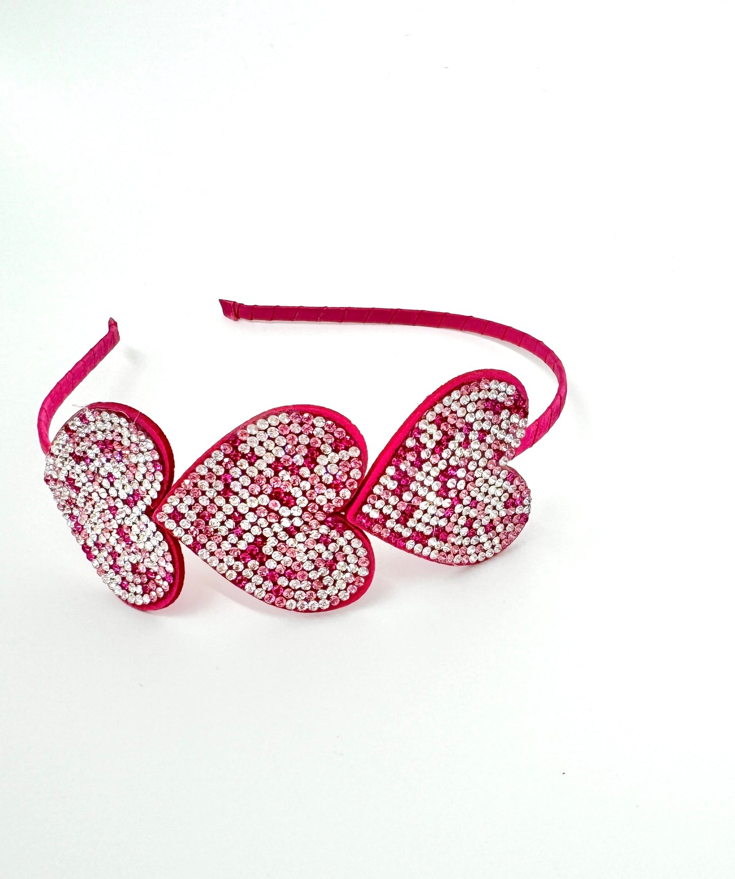 Girls Thin Headband with Crystal Hearts