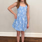 Girls Blue Floral Jacquard Dress