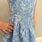 Girls Blue Floral Jacquard Dress