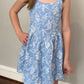 Girls Blue Floral Jacquard Dress