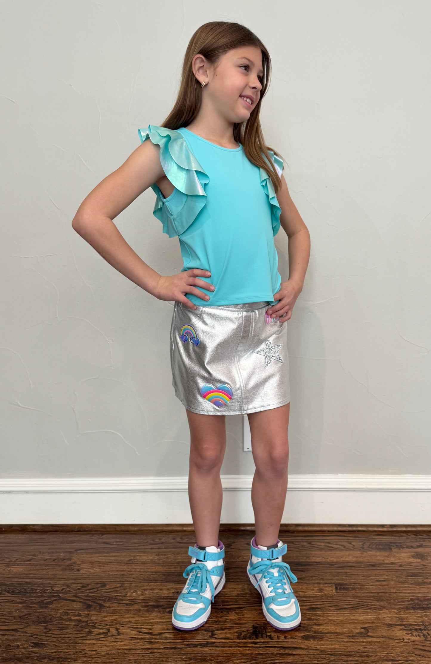 Girls Silver Icon Mini Skirt