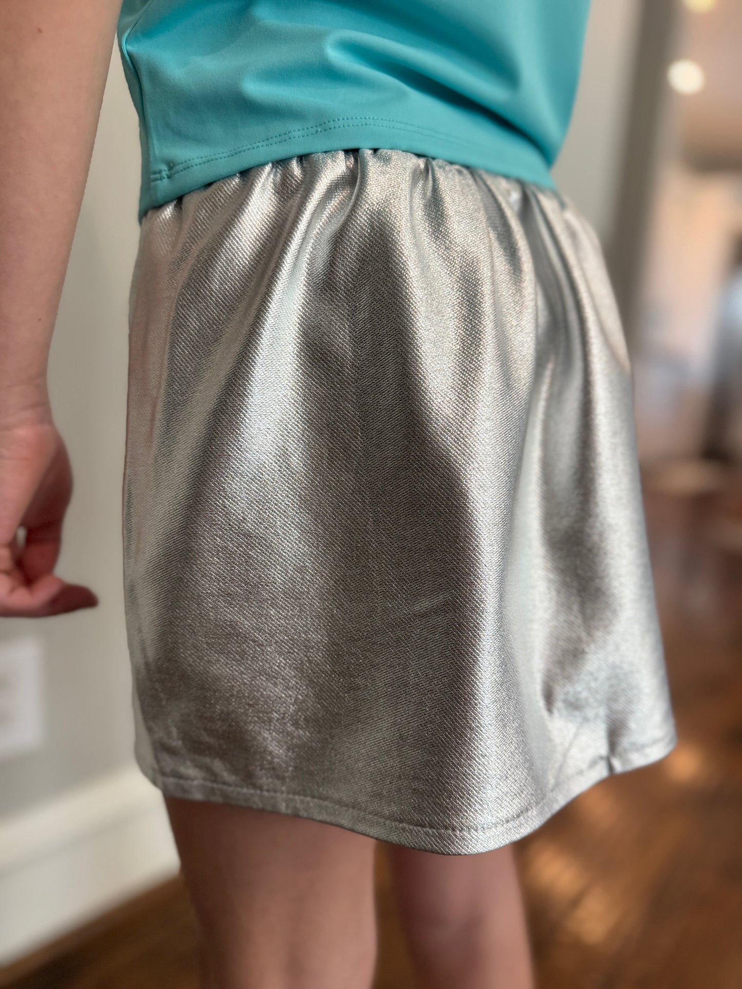 Girls Silver Icon Mini Skirt