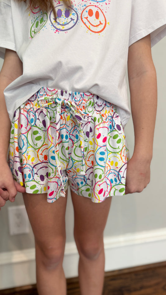 Girls Splatter Smiley Butterfly Shorts 🤩