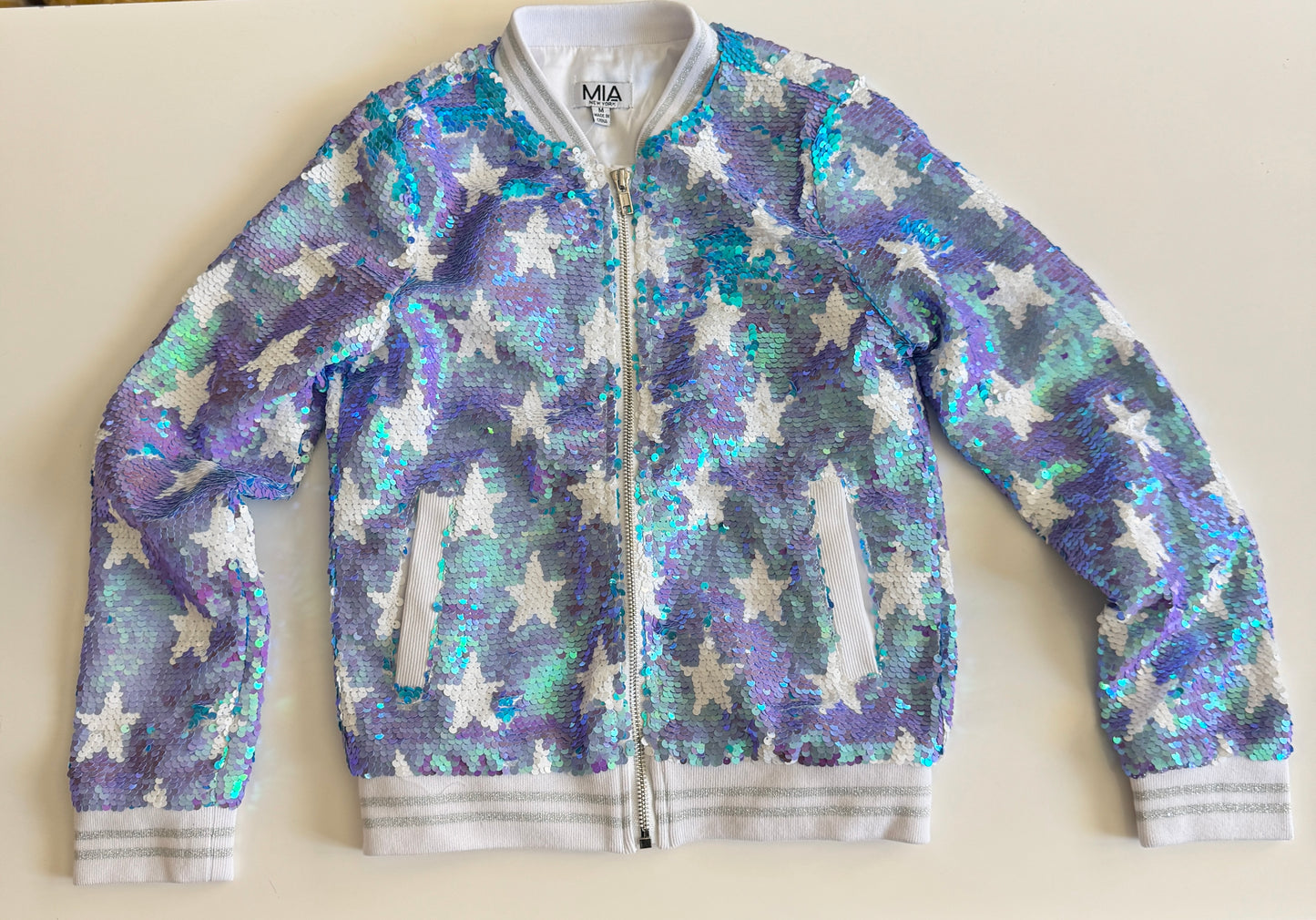 Girls Reversible Sequin Star Bomber Jacket