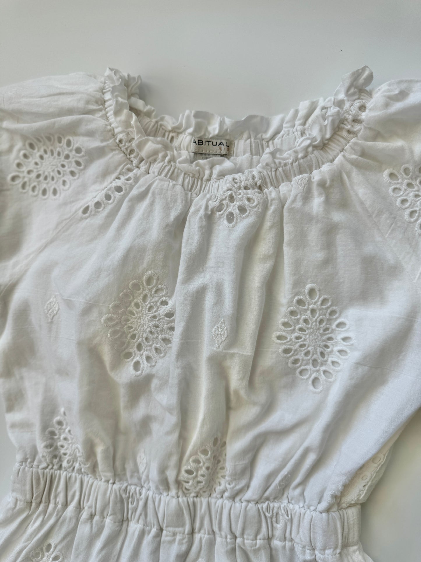 Resale Vestido Blanco Con Ojales Para Niña