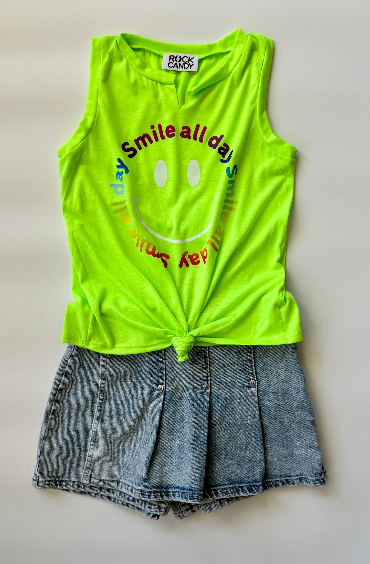 Camiseta sin mangas verde para niñas Smile All Day