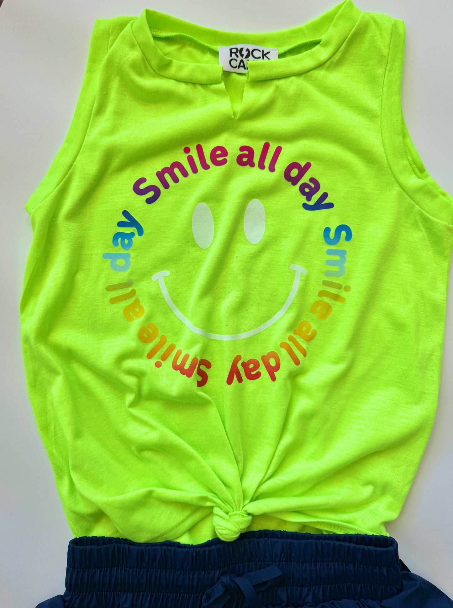 Camiseta sin mangas verde para niñas Smile All Day