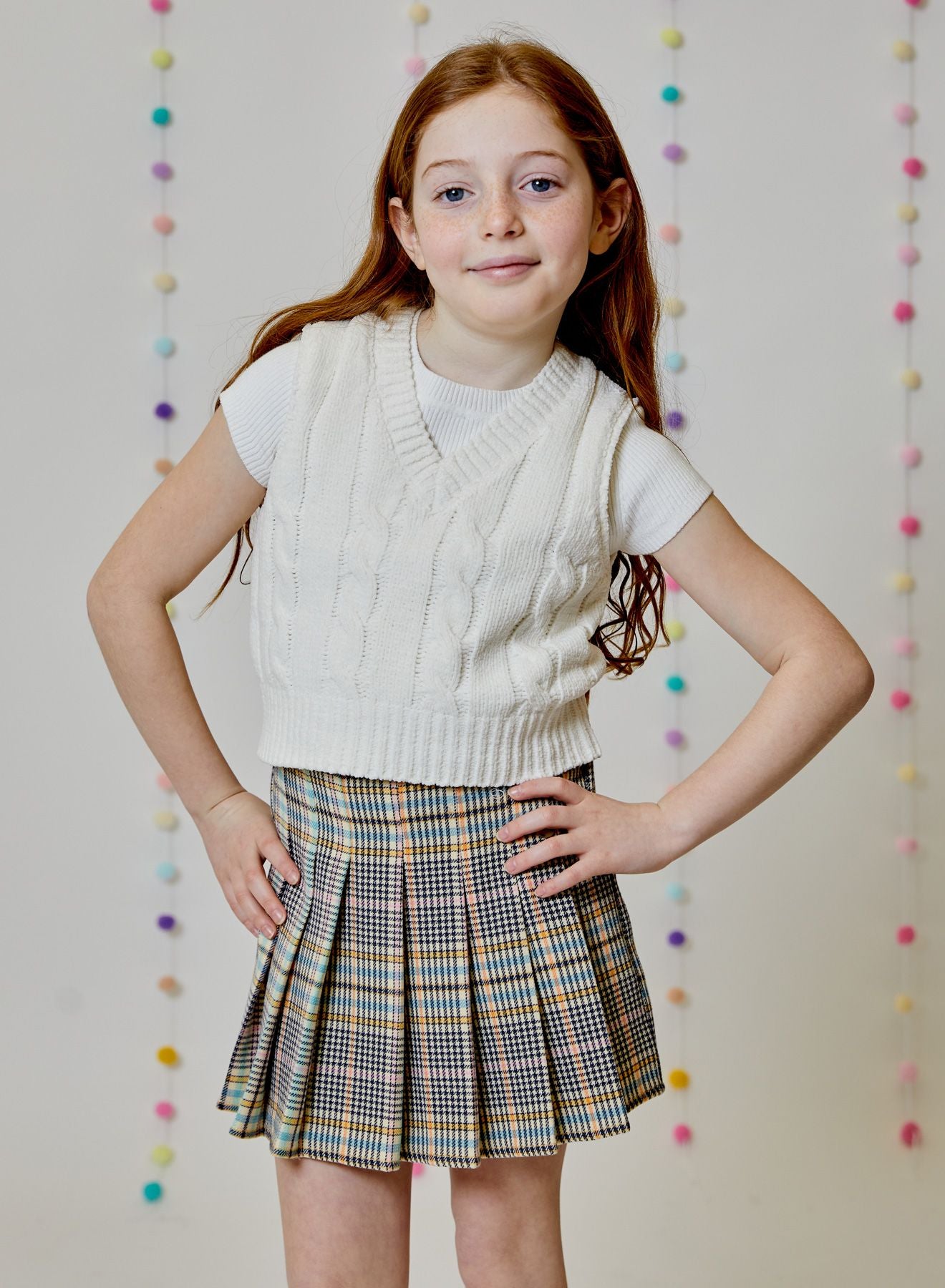 Girls Pleated Plaid Skort