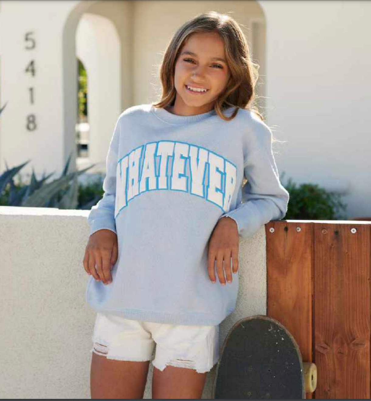 Girls Oversized "Whatever" Sweatshirt