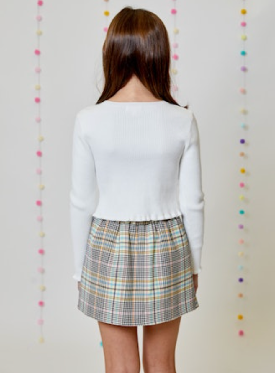 Girls Pleated Plaid Skort