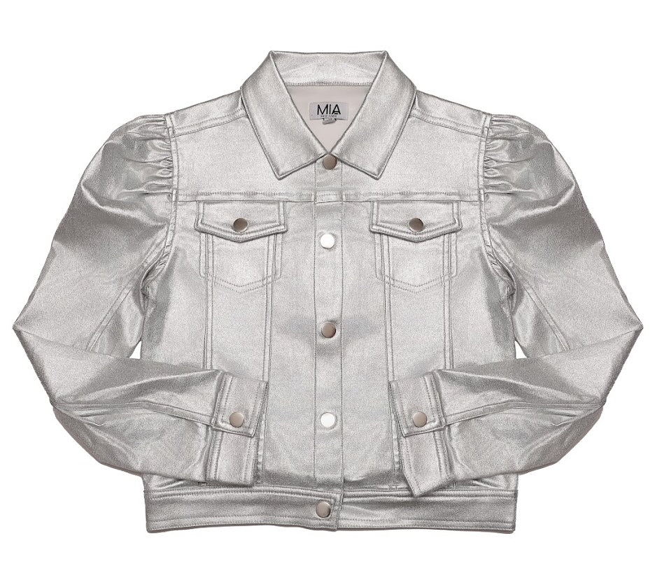 Girls Mia New York Silver Pleather Jacket 🔥