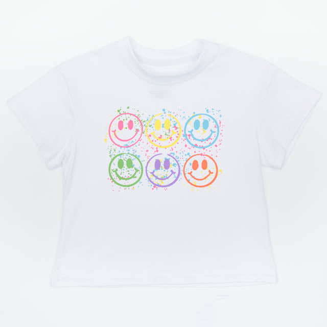 Girls Splatter Paint Smiley Boxy Tee