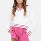 Girls Striped VNeck Sweatshirt