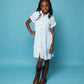 Girls Textured Button Down Collared Dress