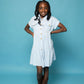 Girls Textured Button Down Collared Dress