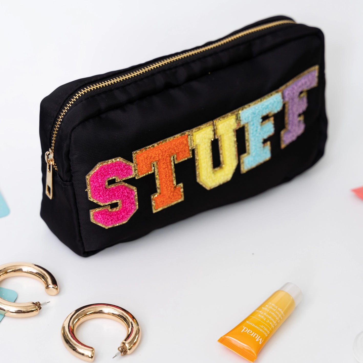 Preppy "STUFF" Lettered Toiletry Pouch