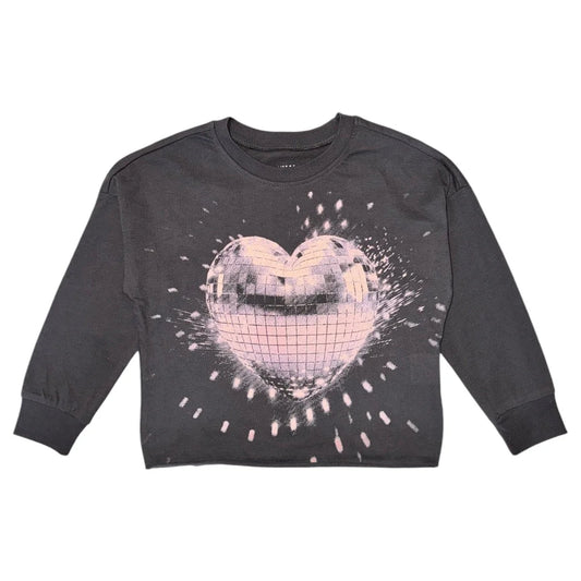 Girls Heart Disco Ball Long Sleeve Tee