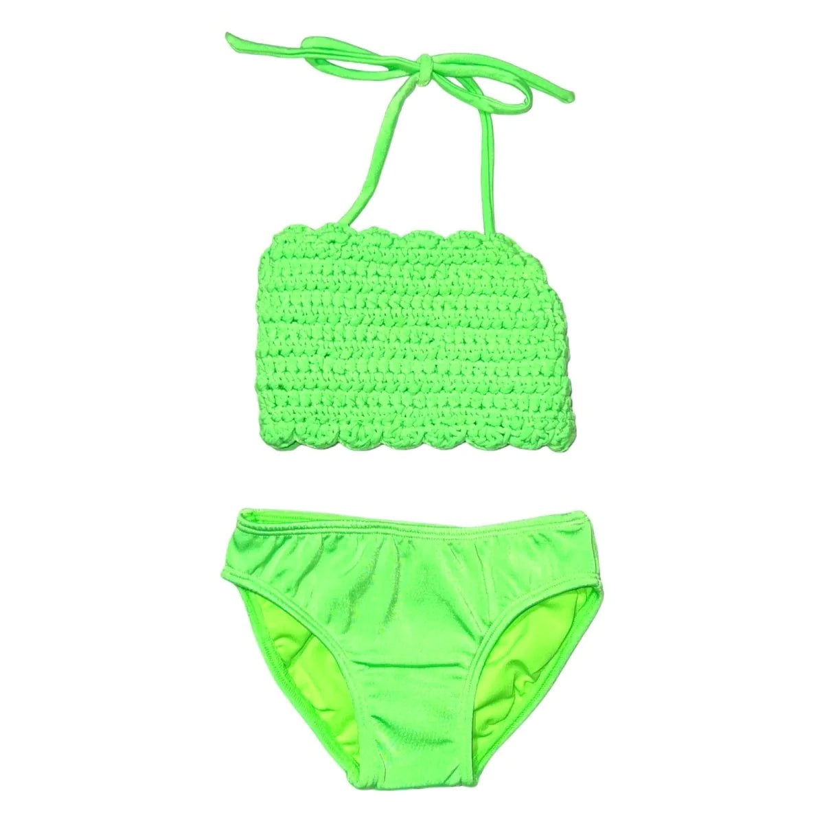 Girls Neon Green Crochet Bikini