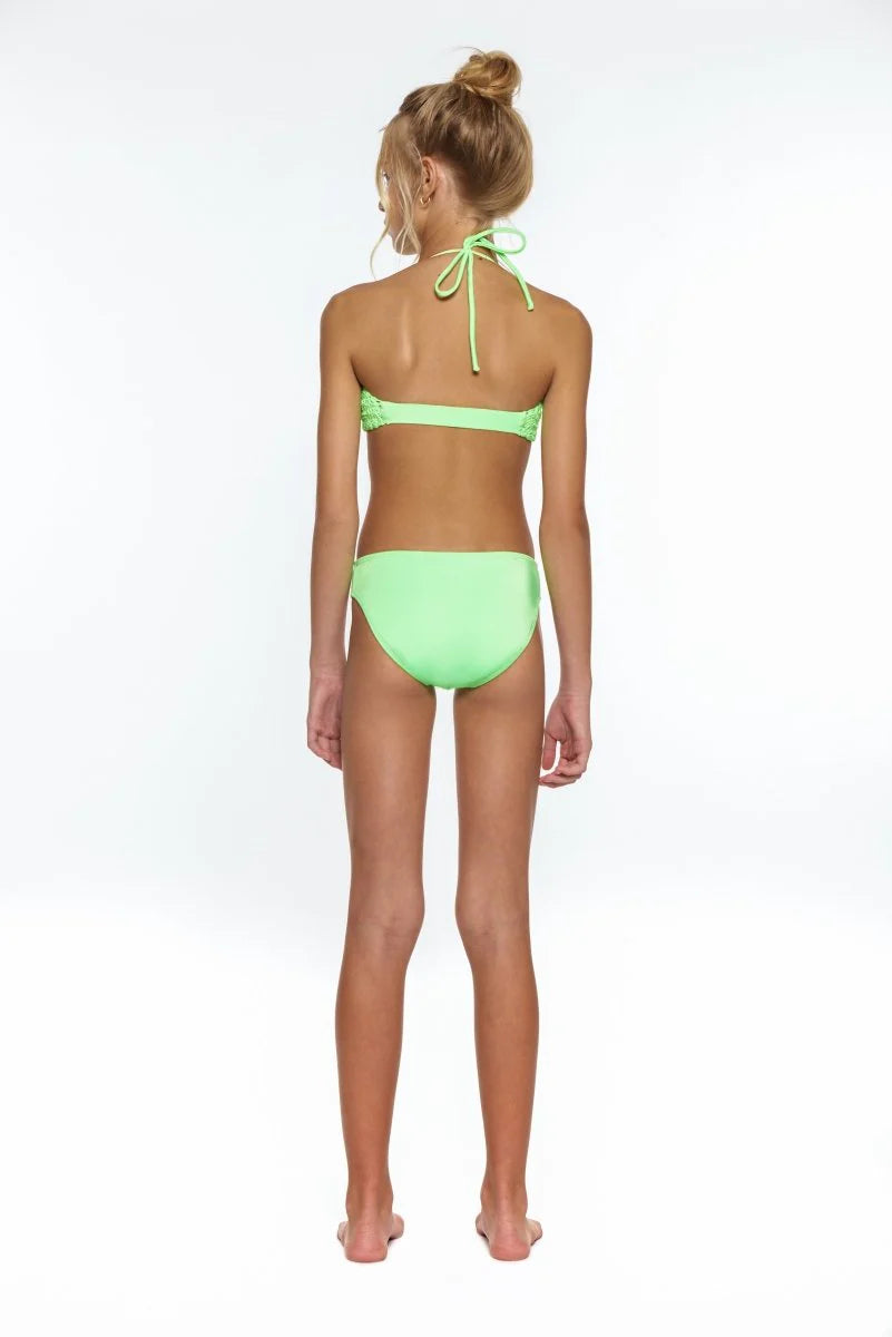 Girls Neon Green Crochet Bikini