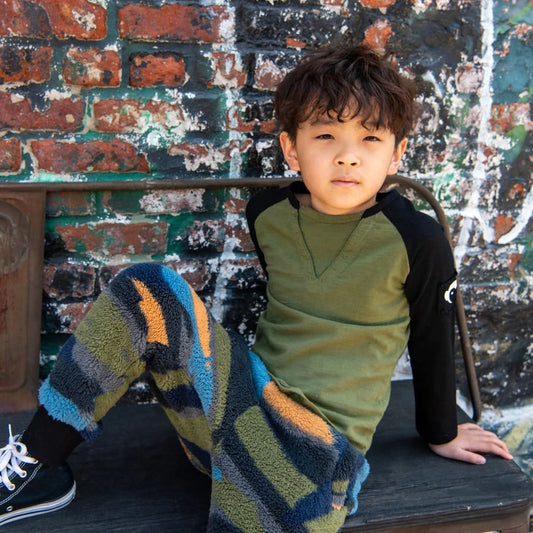 Boys Green & Black Baseball Tee