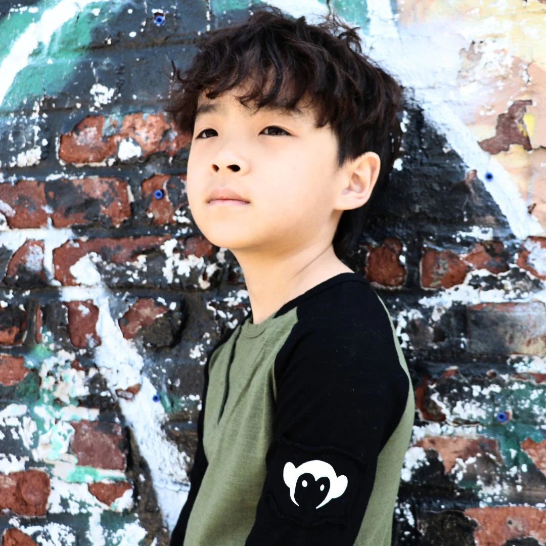 Boys Green & Black Baseball Tee